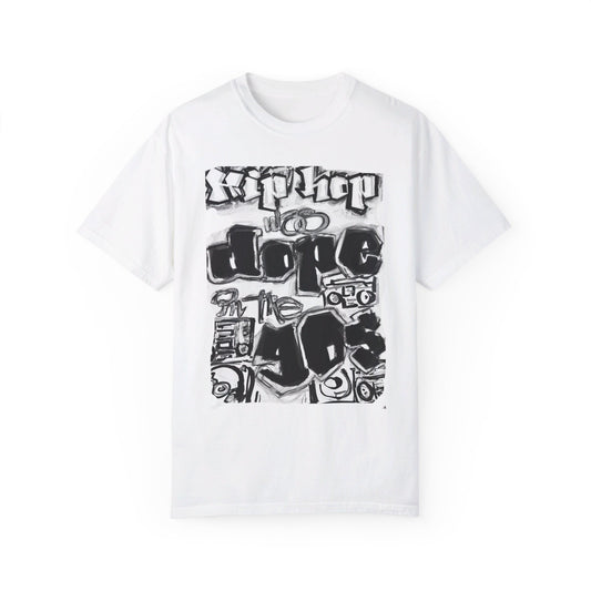 "Hip Hop Was Dope in the 90s" Black & White Graffiti T-Shirt | 90s Rap Influence